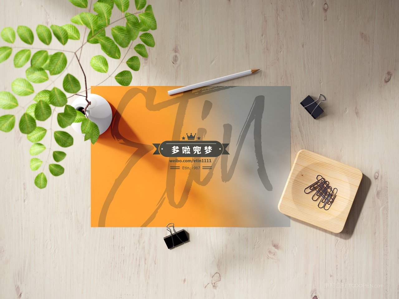 绿叶a4海报场景样机 (4)