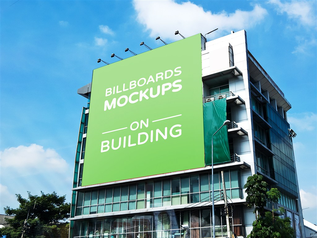 楼宇外立面大型广告牌样机图片场景下载