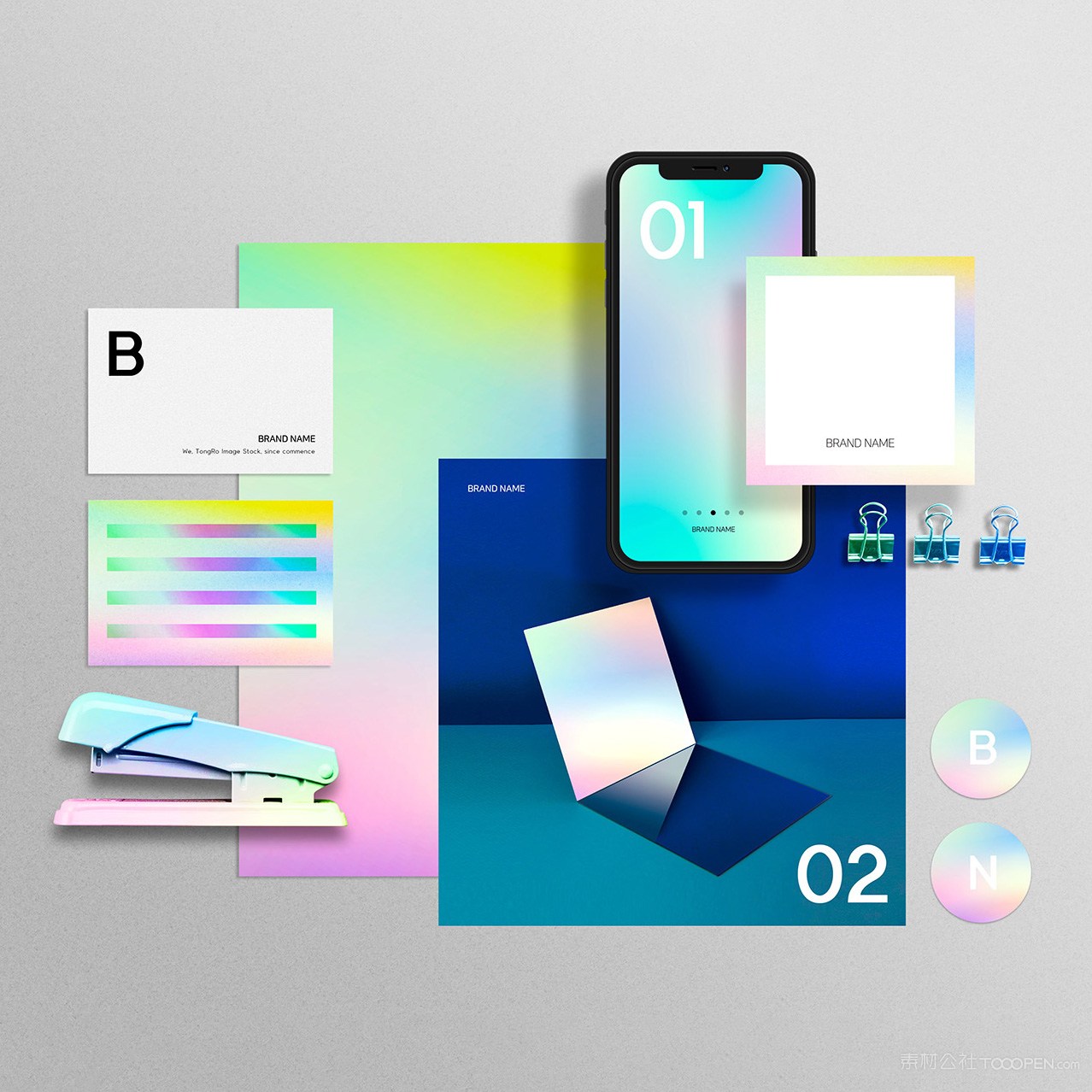 彩虹色VI贴图样机