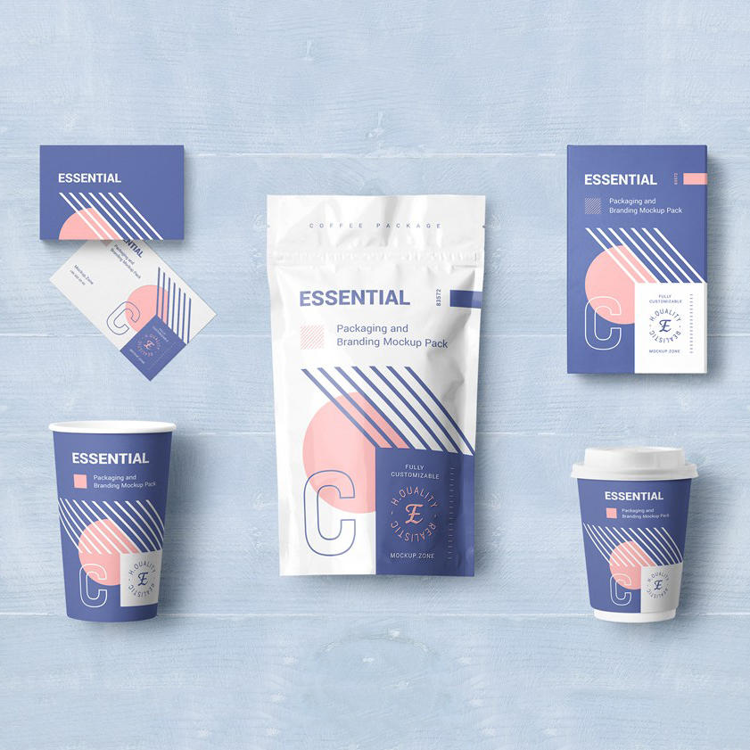 自封袋一次性带盖纸杯名片宣传册样机