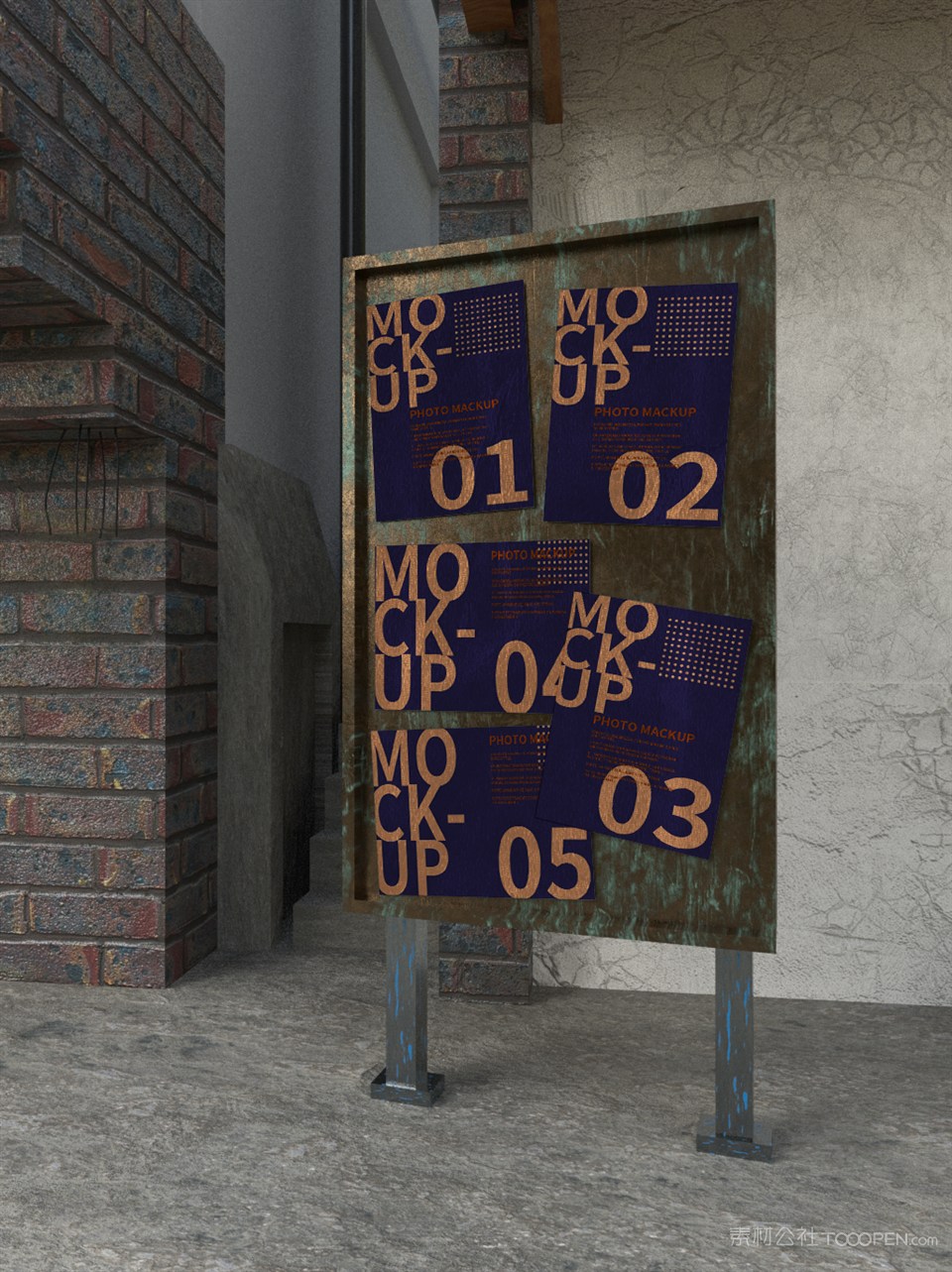 街头场景多张海报样机