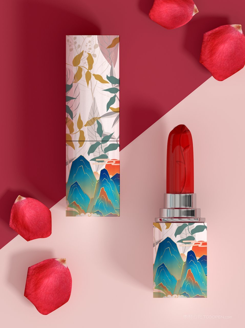 中国潮文创贺岁年货口红套装样机