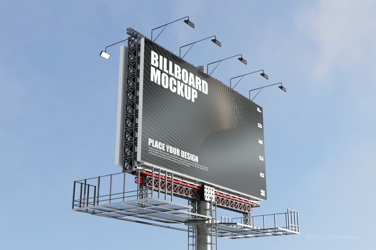 夜间的路边广告牌样机