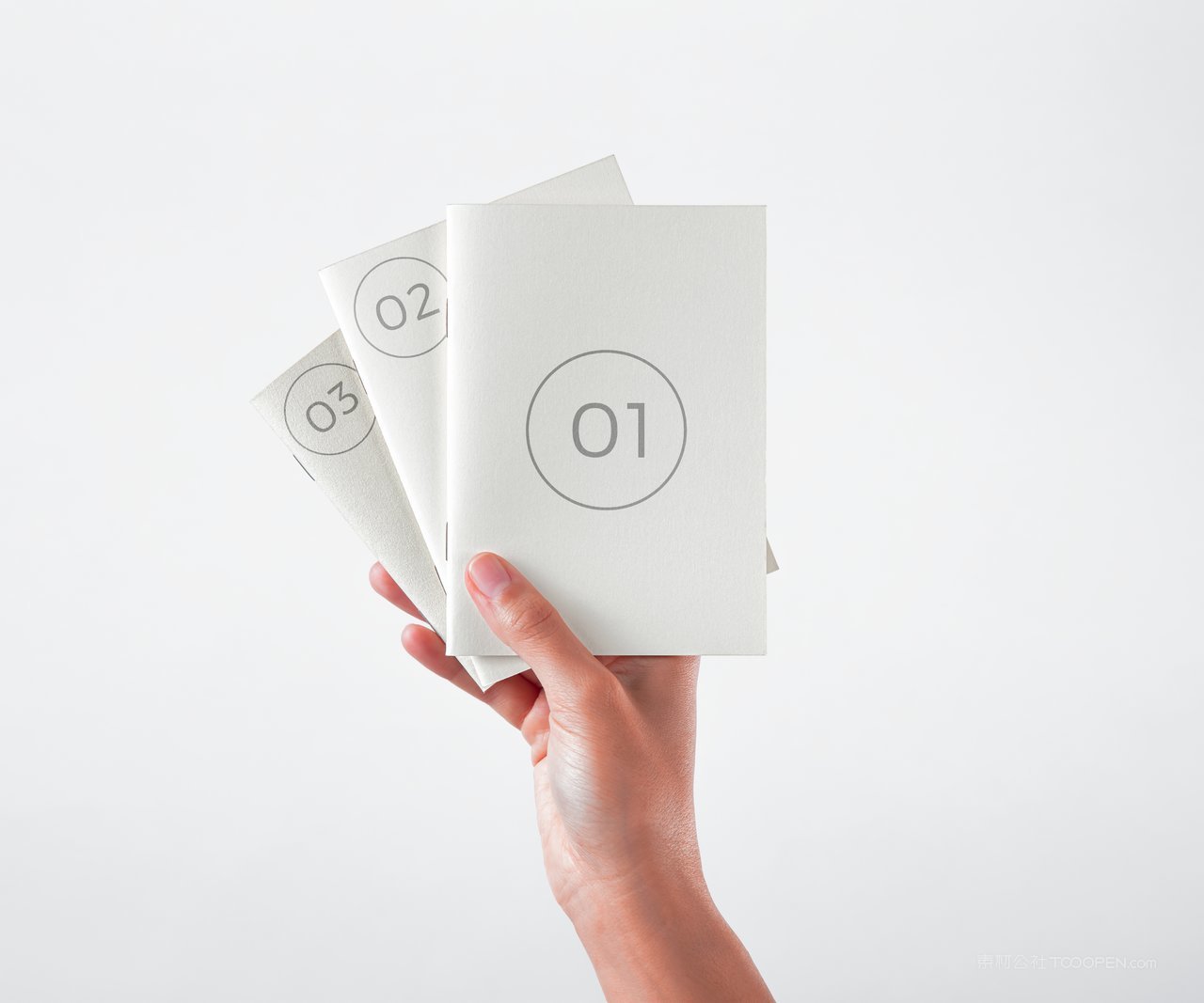 手拿三份册子简洁样机