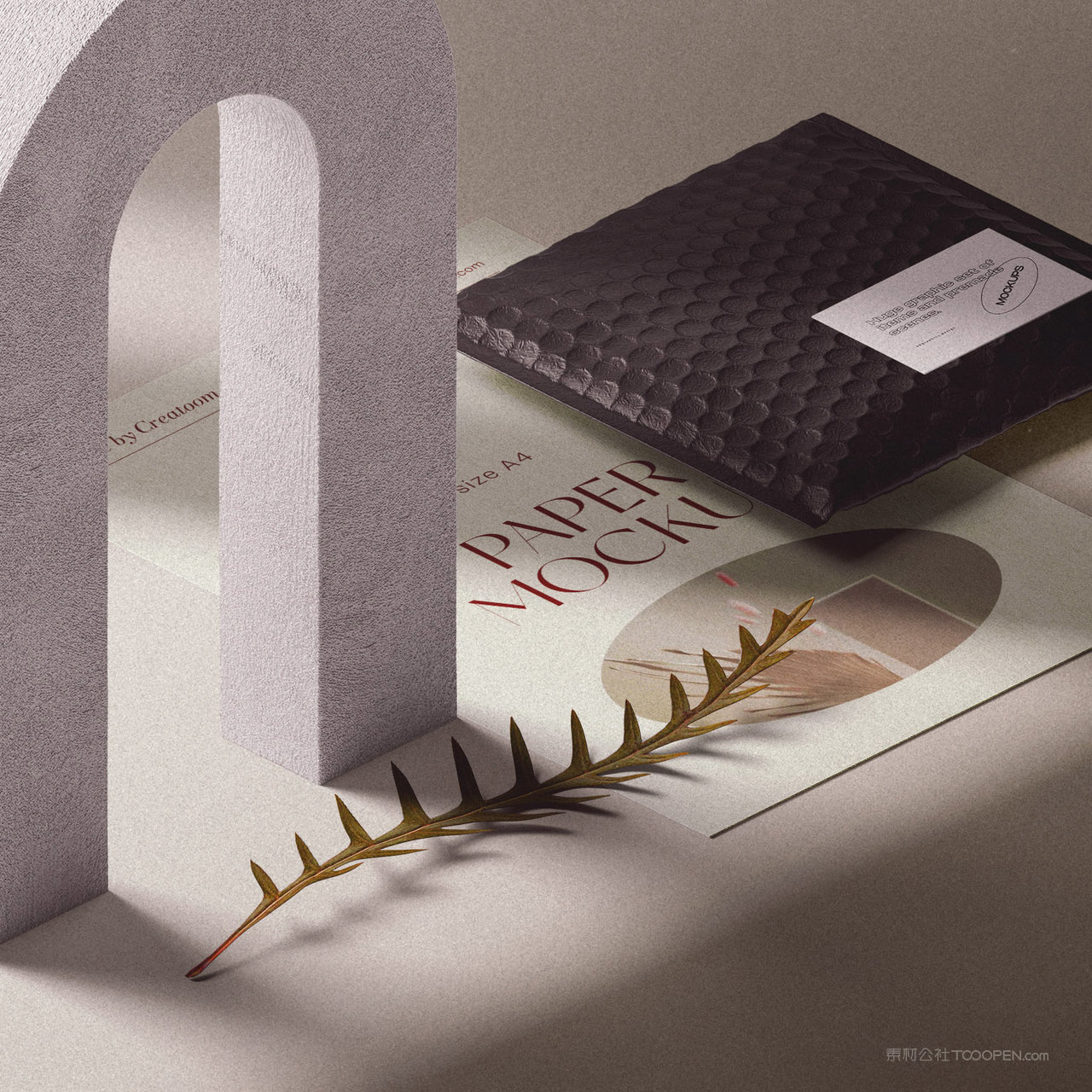 极简品牌vi宣传单包装袋贴图样机