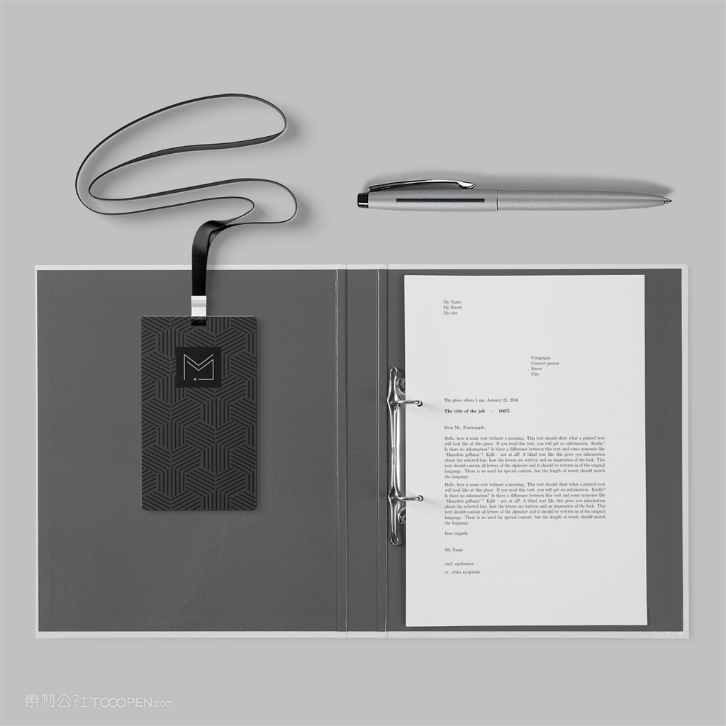 简约黑色轻奢vi工作证文件夹样机