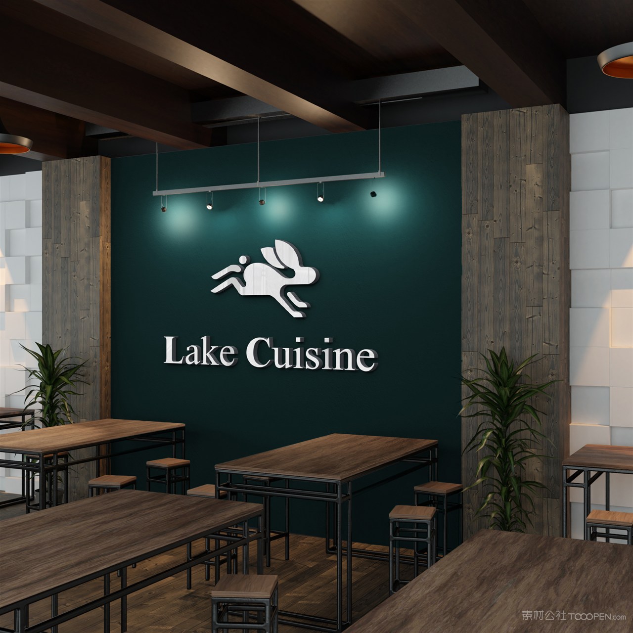 餐厅VI形象墙样机