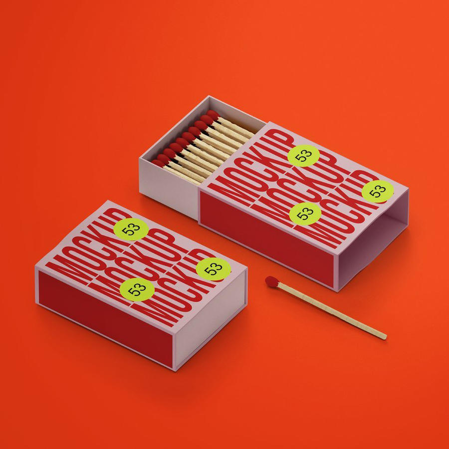 创意红色火柴盒样机 (2)