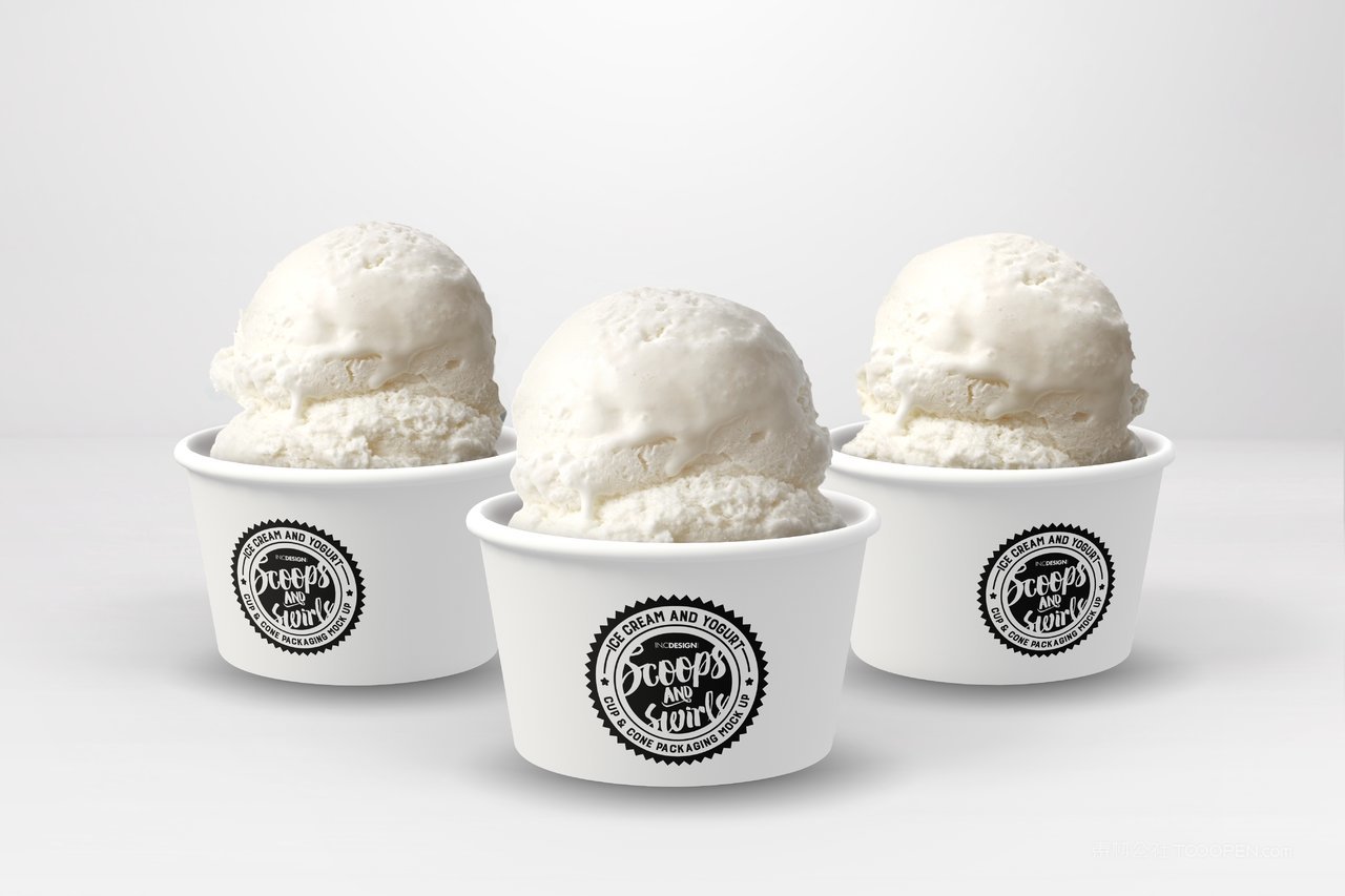 甜筒冰淇淋品牌食品纸质包装贴图样机 (1)