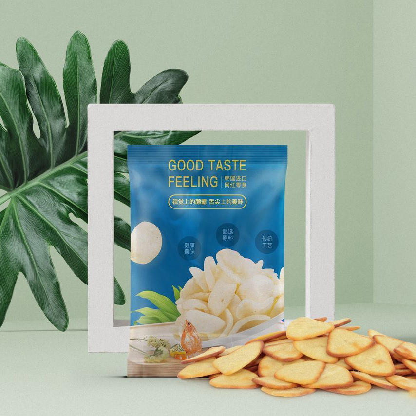 绿色清新美味虾片新品包装样机