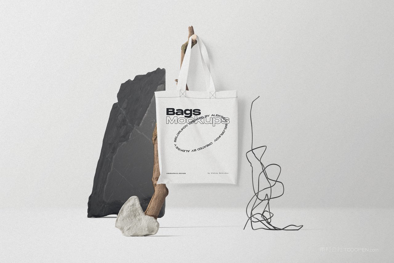 简洁干净帆布直角手提袋场景样机
