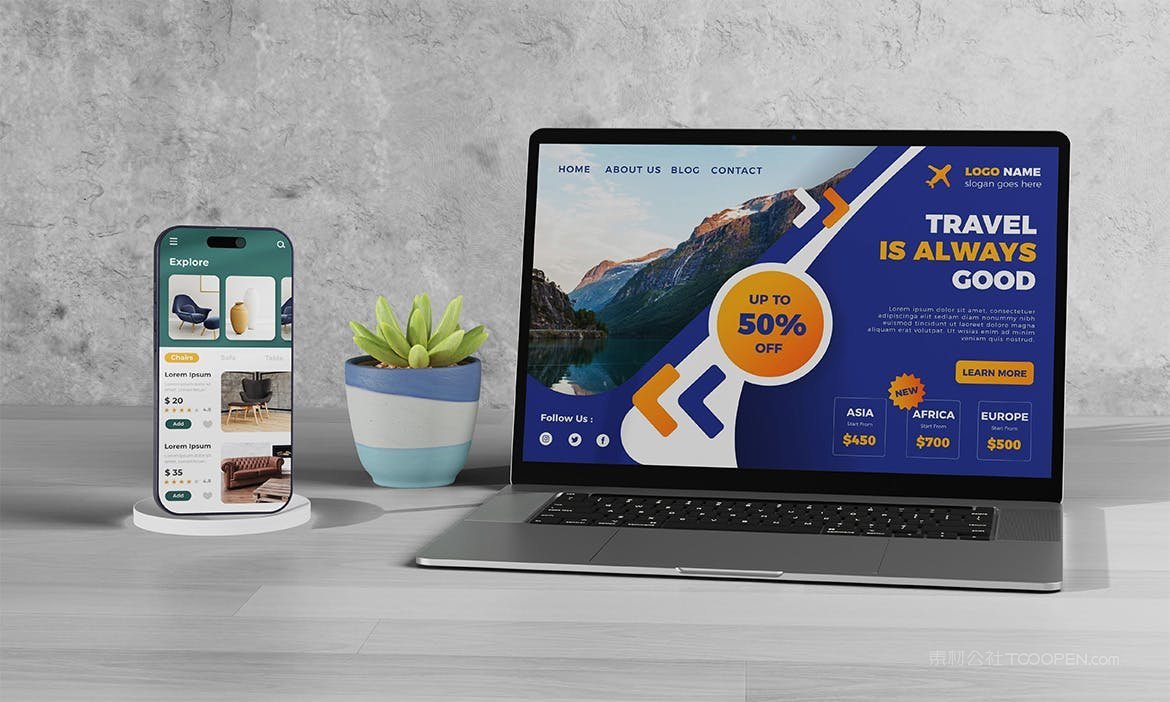 笔记本电脑场景样机