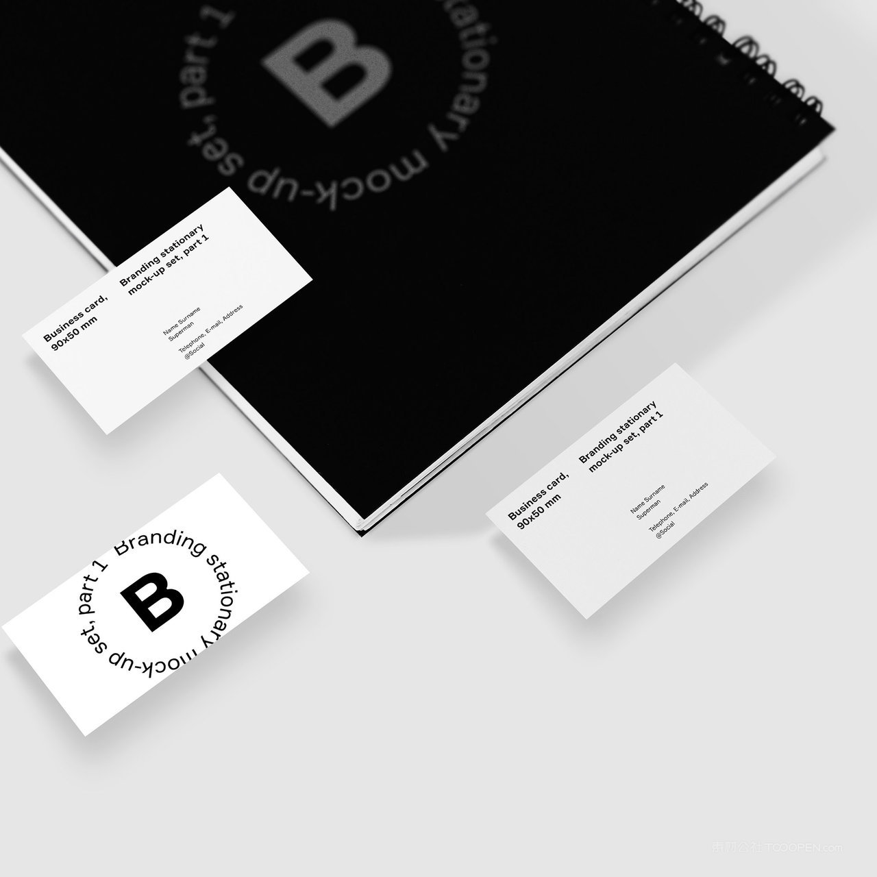 极简企业vi名片本子贴图样机