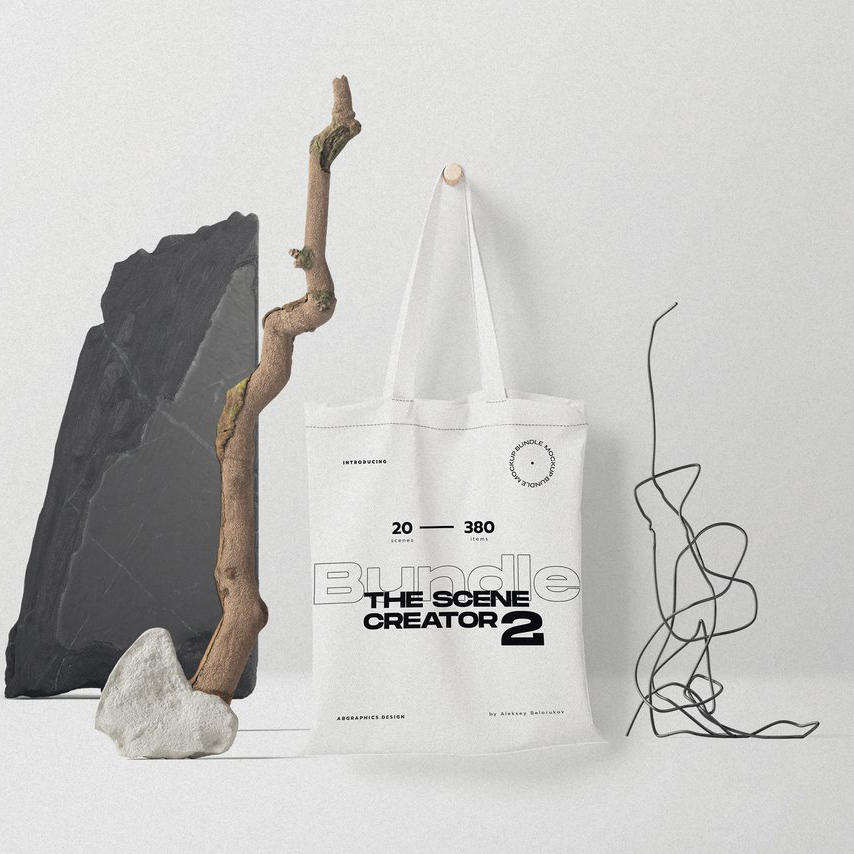 简洁干净大号帆布手提袋场景样机