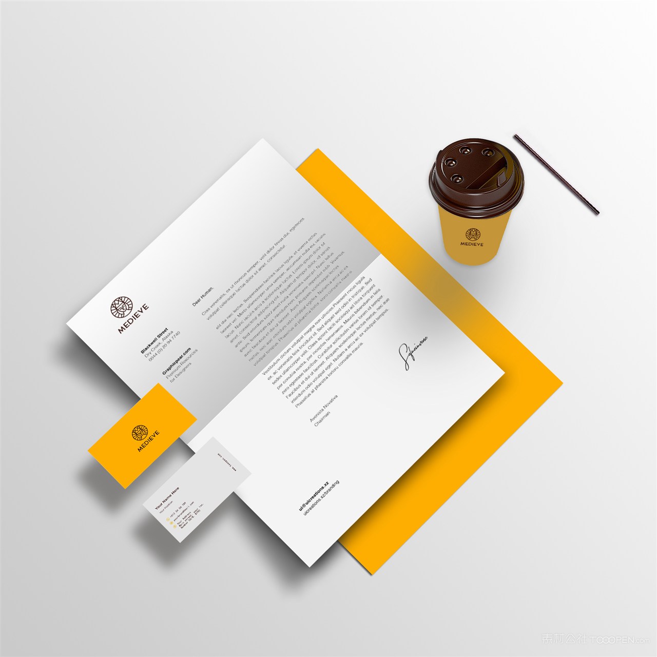 咖啡店vi咖啡杯名片文档样机