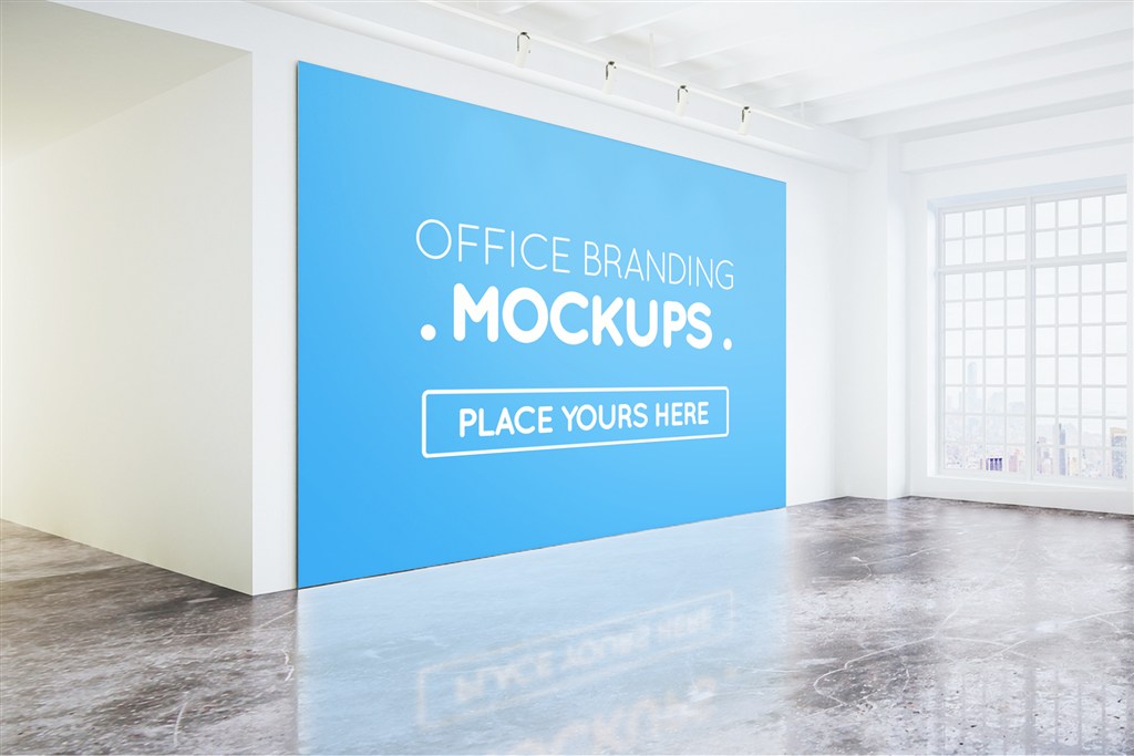 办公室海报广告牌样机模板