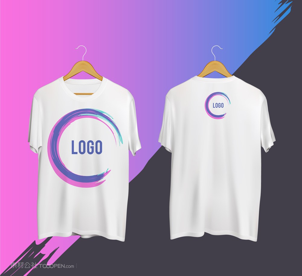 时尚白色短袖正反面矢量素材