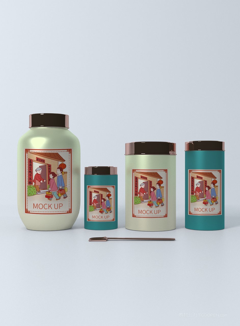 食品罐装礼盒茶叶盒包装产品场景样机 (11)