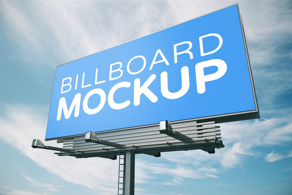 高速公路户外大型T牌广告牌样机图片场景下载