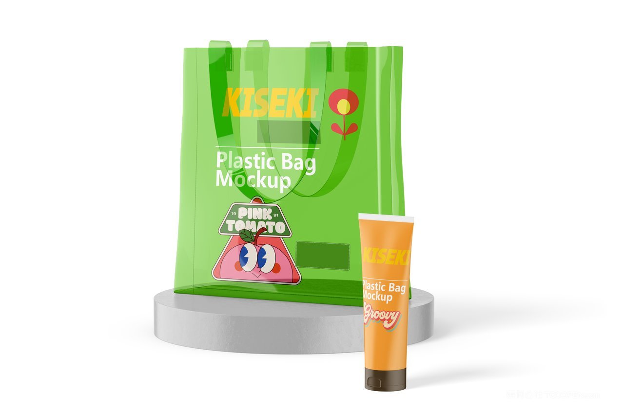 潮流透明塑料pvc手提袋拎袋购物包文创样机 (6)