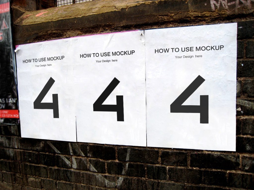 砖墙上的海报样机