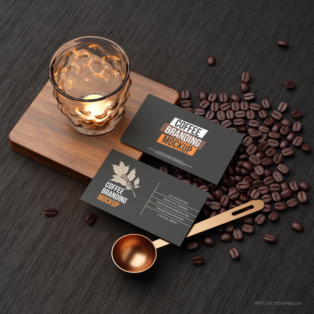 咖啡品牌名片正反面贴图样机