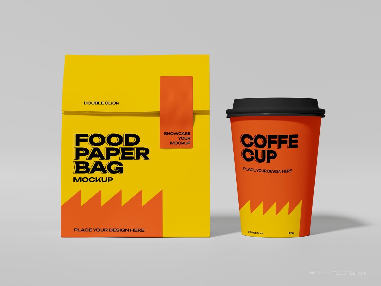 外卖纸袋和杯子样机