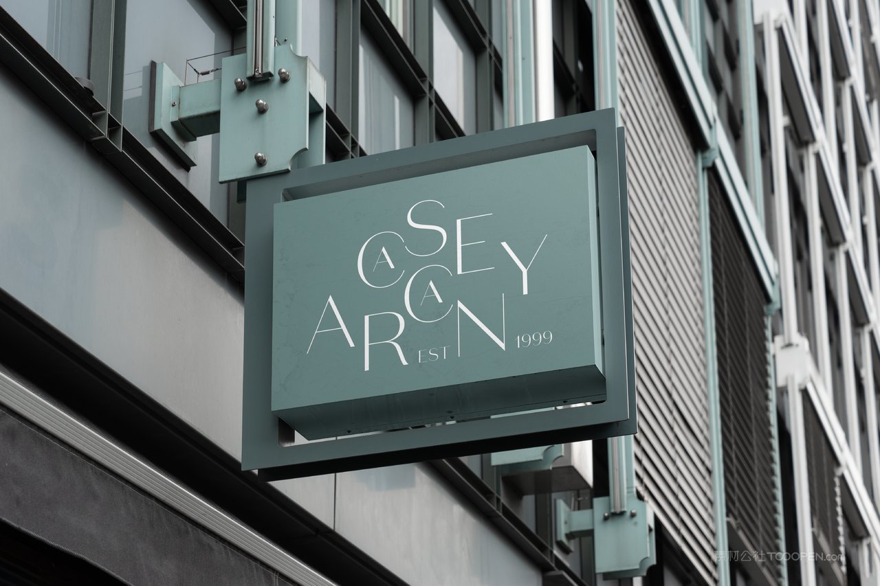 沿街实体店铺招牌门logo展示实景样机 (9)