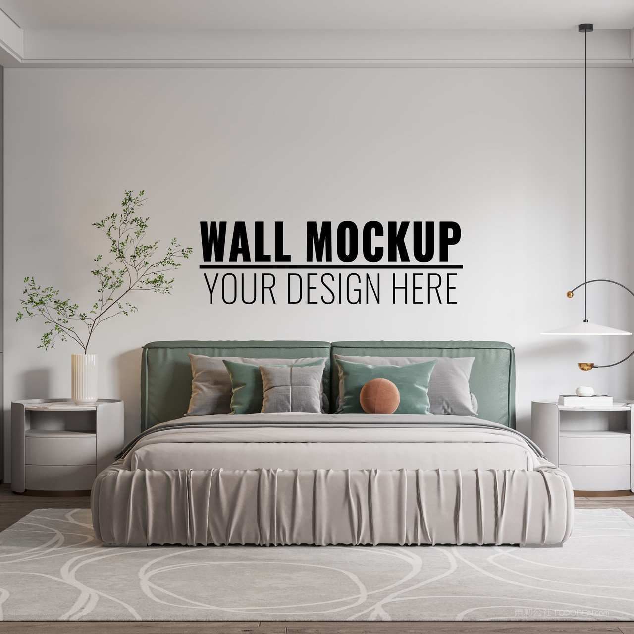 卧室主卧背景墙墙面贴图样机