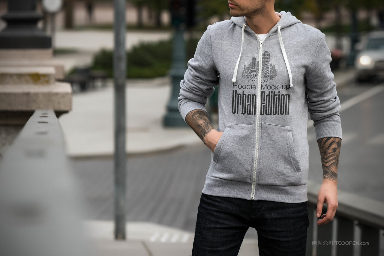 卫衣图案设计展示街景样机