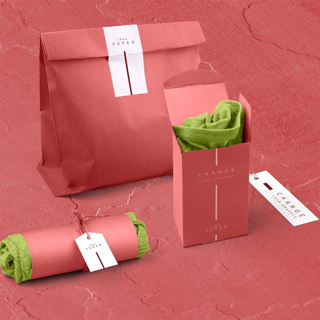 t恤包装盒包装袋组合样机模板