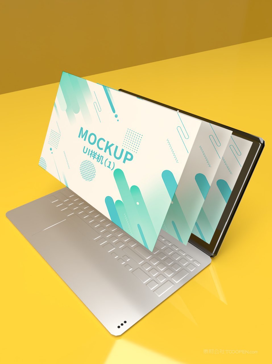 清新绿电脑笔记本显示屏桌面ui样机  (2)