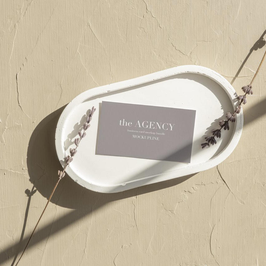 文艺白墙灰色名片光影场景样机