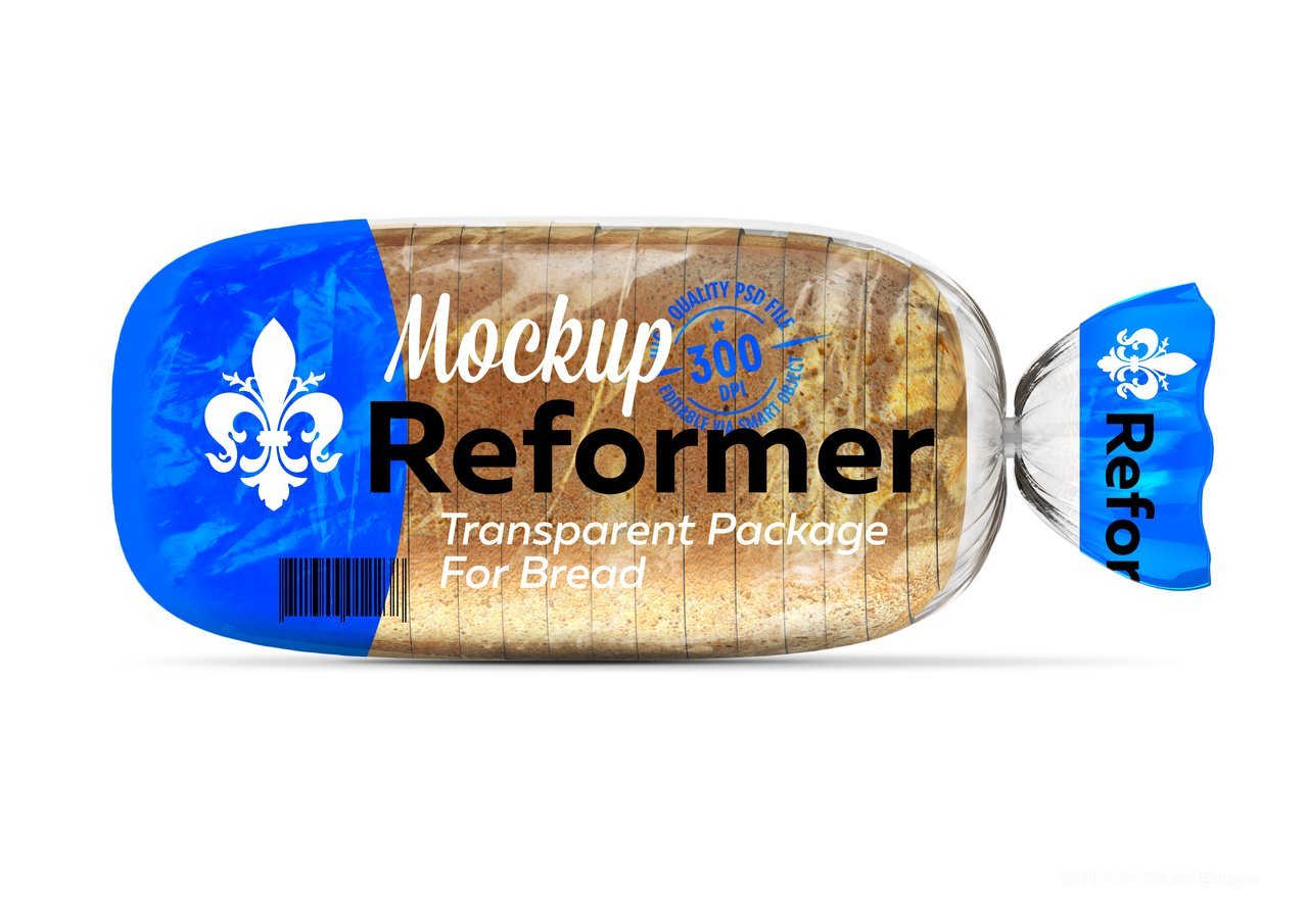 蓝色面包包装袋样机