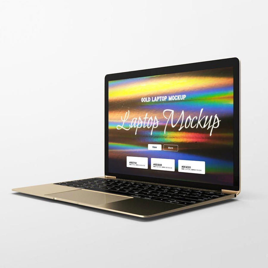 金色笔记本电脑样机