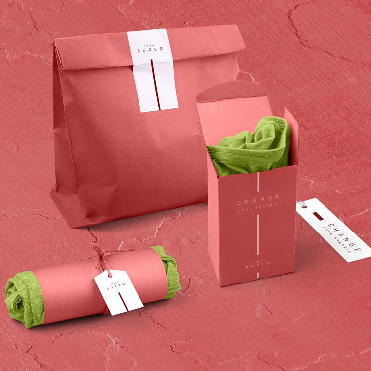 文化衫红色包装袋标签样机