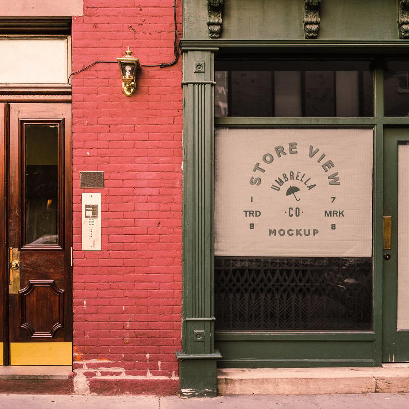 店面视觉玻璃橱窗logo展示样机 (3)