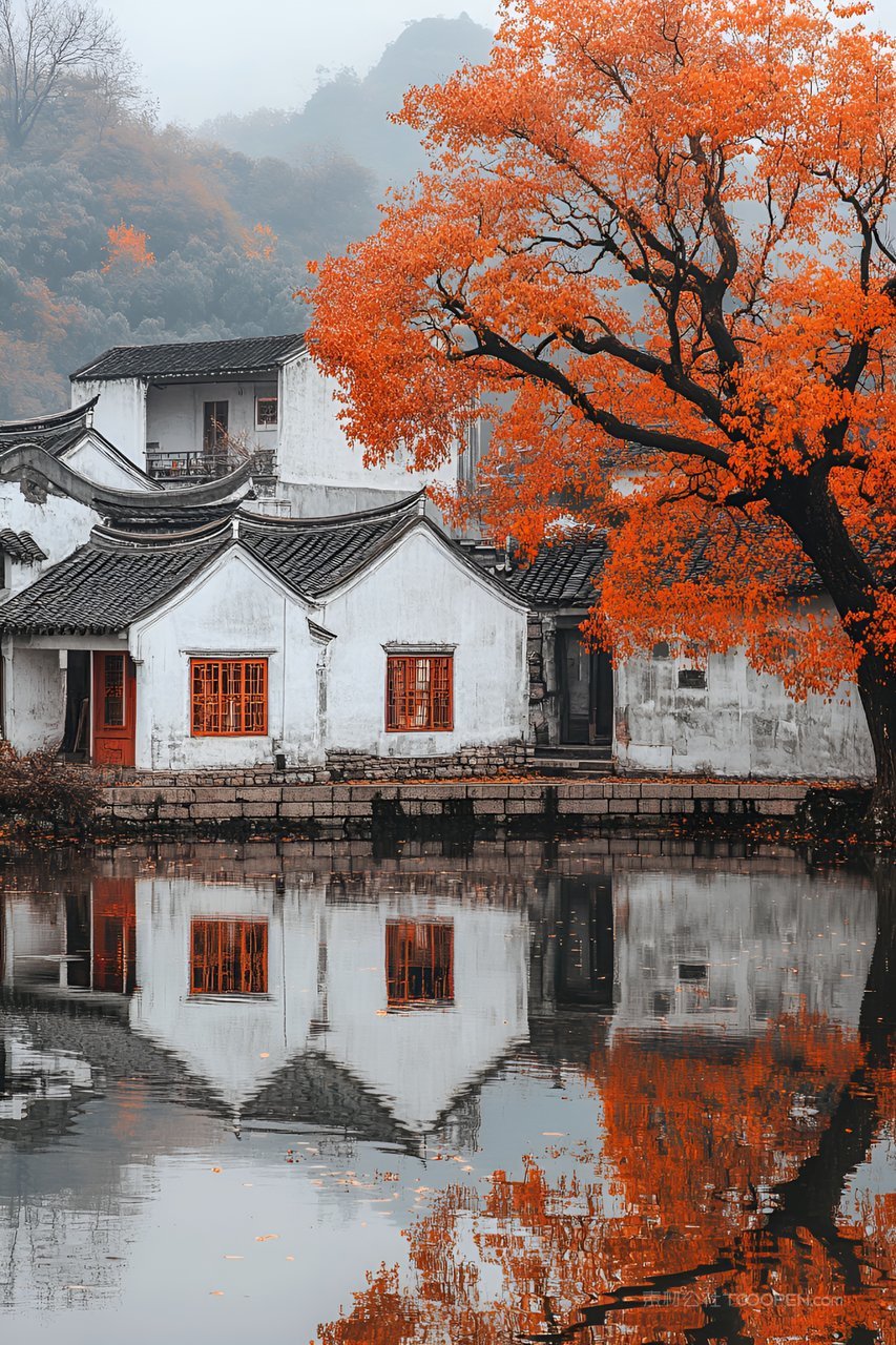 江南水乡古镇的秋天