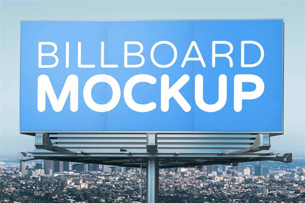 高速公路户外大型T牌广告牌样机图片下载