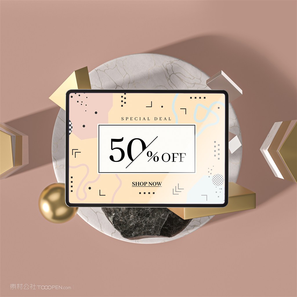 俯视图平板电脑贴图样机