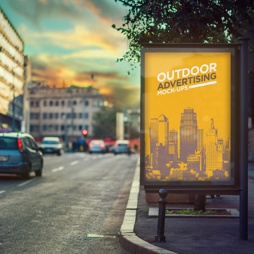 城市街道广告牌样机