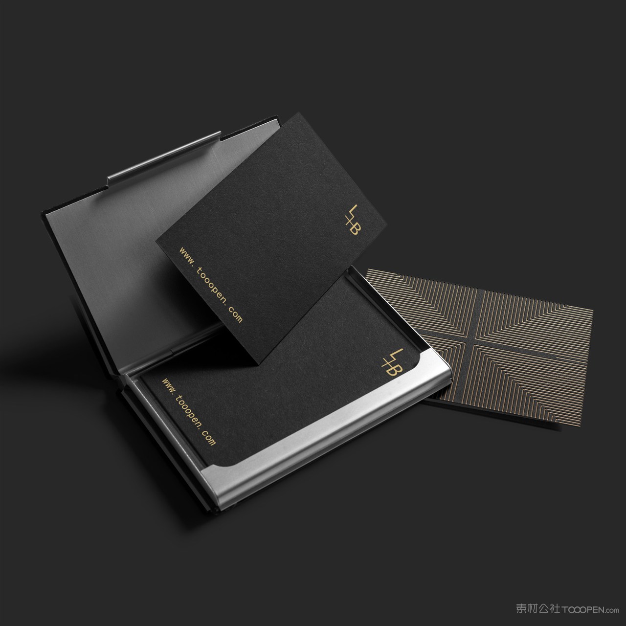 黑色轻奢名片正反面贴图样机