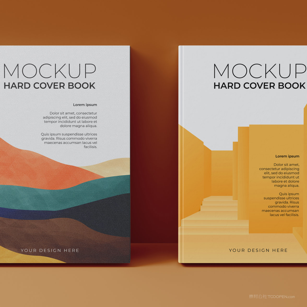 两本画册书本封面设计样机