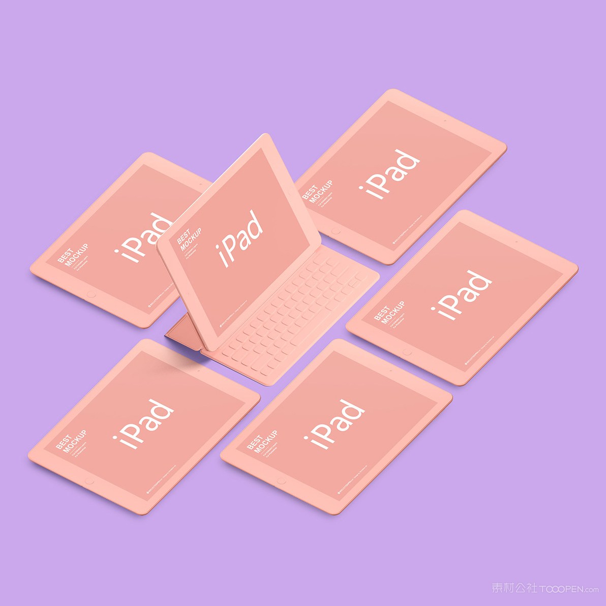 紫色背景上炫彩苹果ipad样机