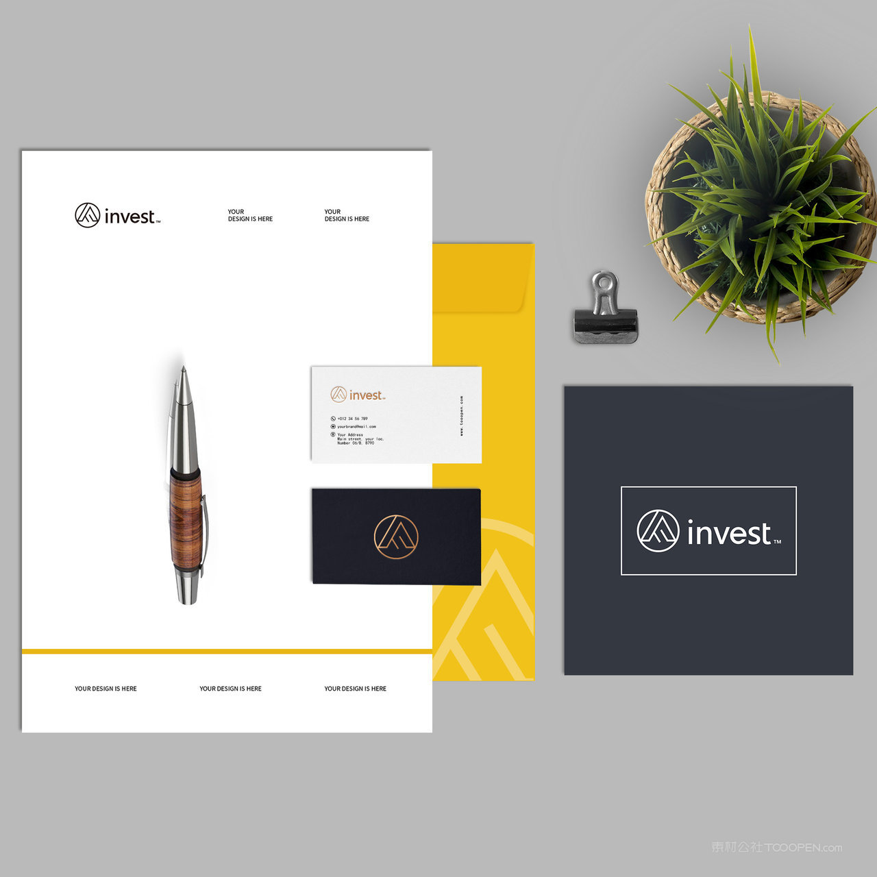 投资公司VI文档名片画册贴图样机