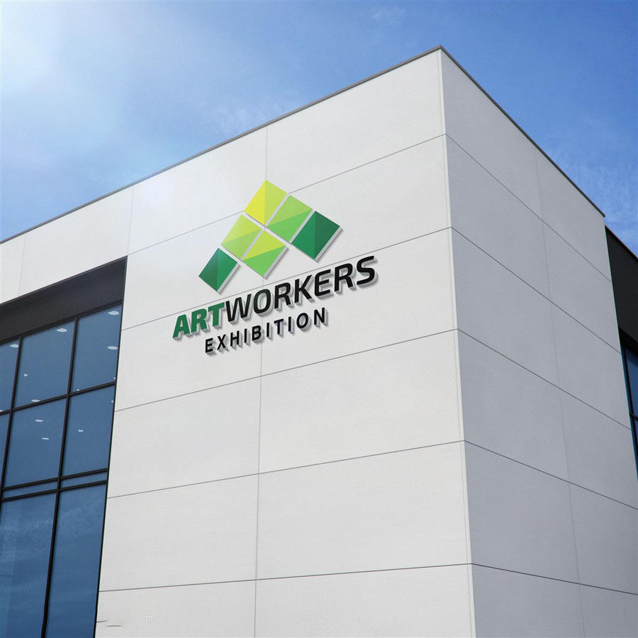 企业公司门头立体标志样机