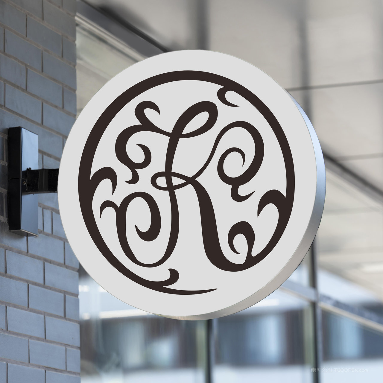 圆形店招门头贴图样机