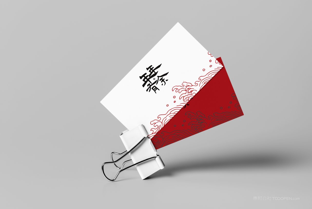 红色年年有余国潮名片文创样机