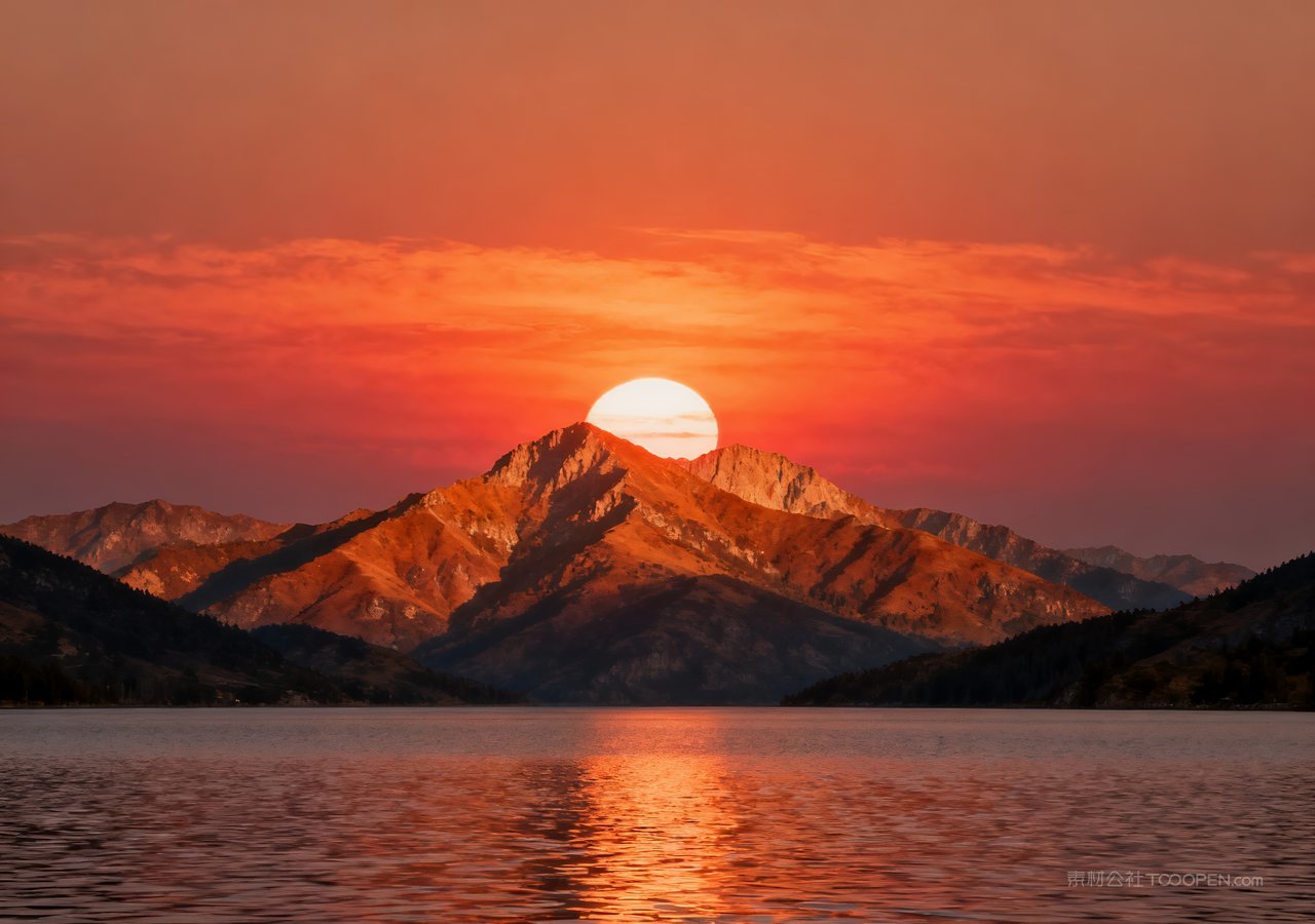 风景山峰群山天空山水唯美自然湖泊