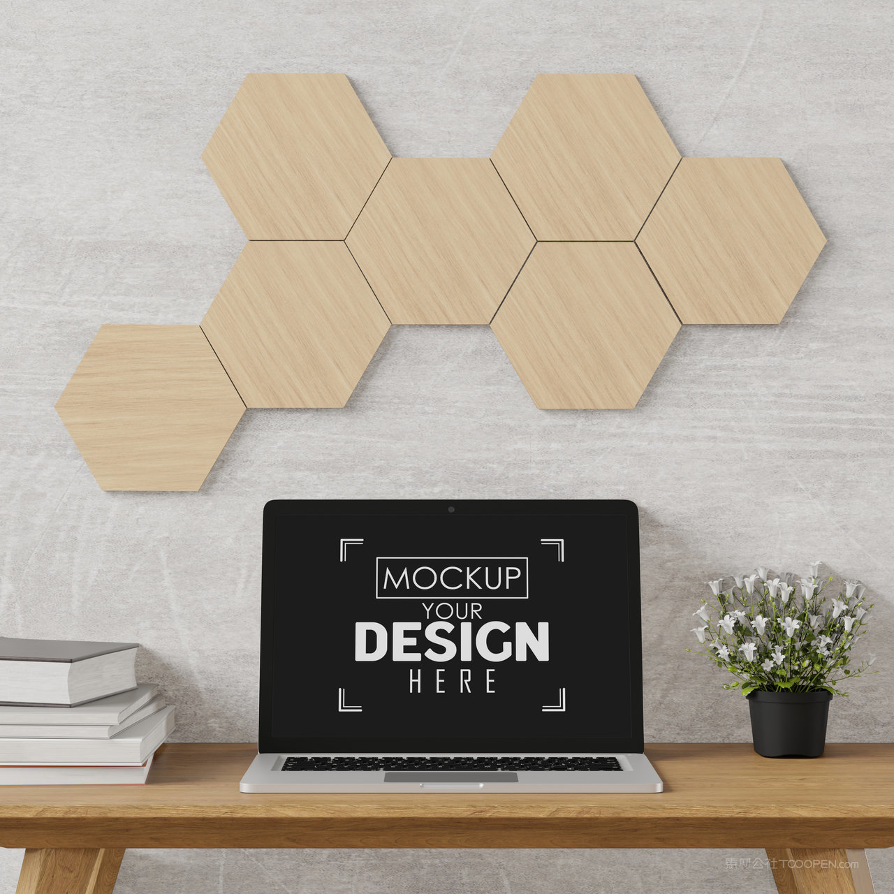 桌面上的笔记本电脑贴图样机